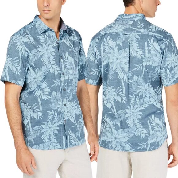 Tommy Bahama Tropical Tones Shirt Mens Medium Floral Print Button Up Blue - Picture 1 of 9